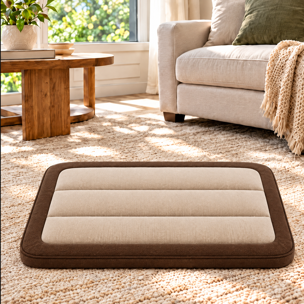 Elwooda™ Cream & Brown Quilted Pet Mat