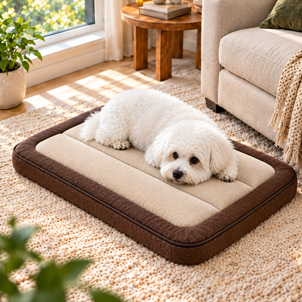 Elwooda™ Cream & Brown Quilted Pet Mat