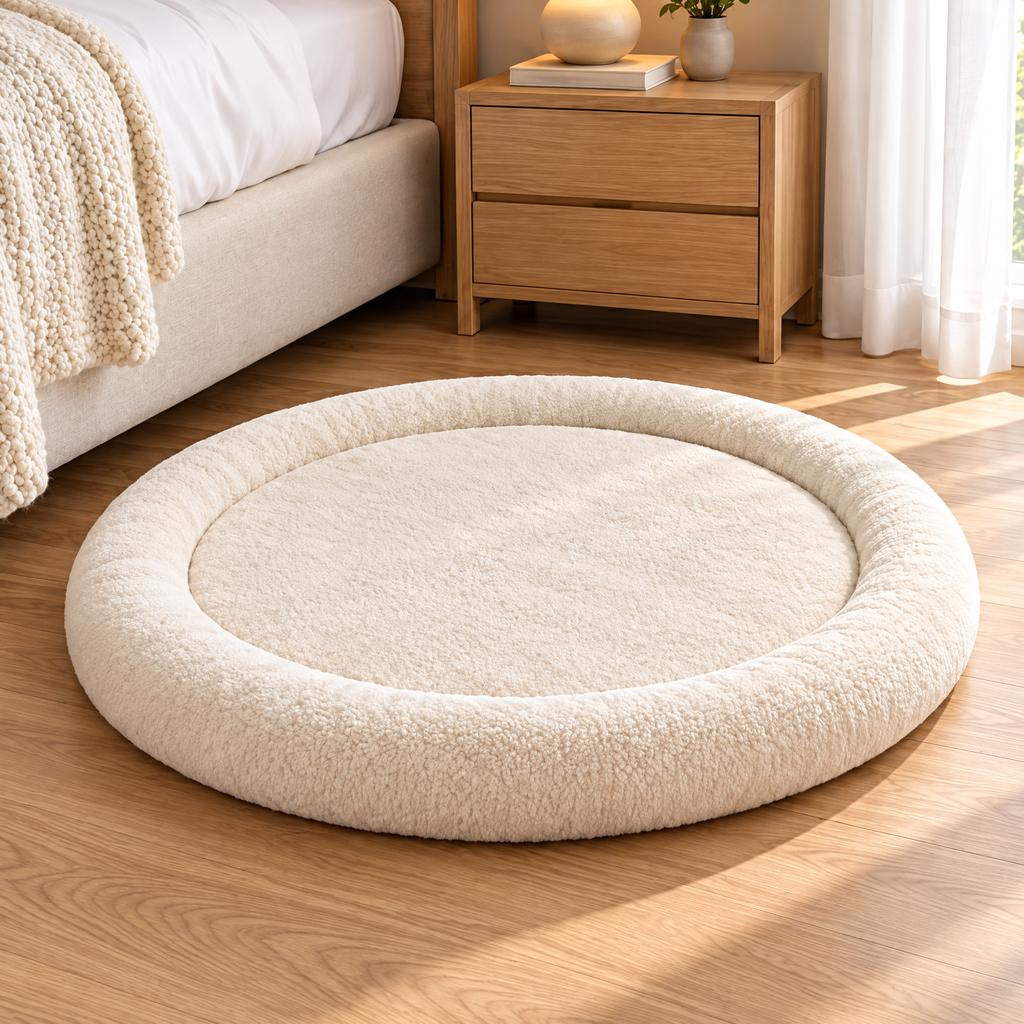 Elwooda™ Cream Round Plush Pet Mat
