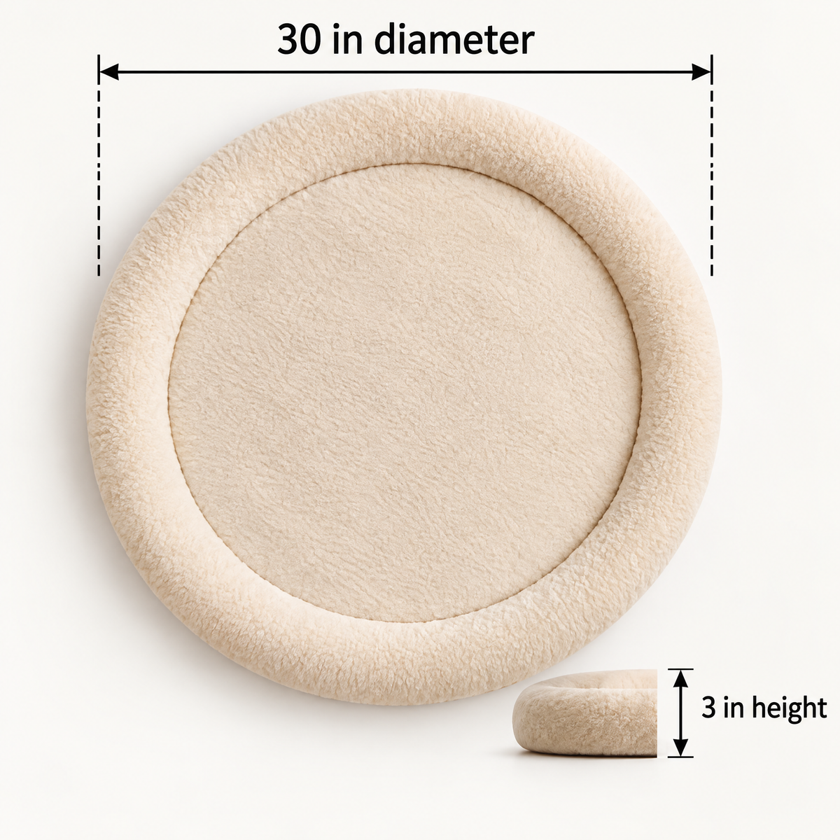 Elwooda™ Cream Round Plush Pet Mat