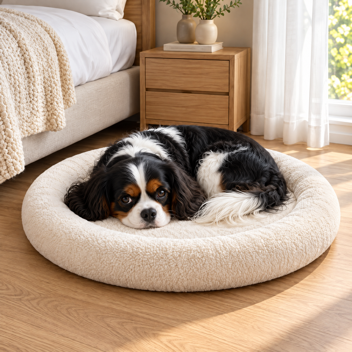 Elwooda™ Cream Round Plush Pet Mat