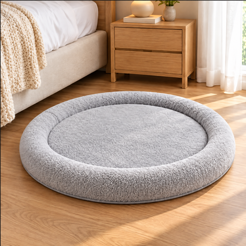 Elwooda™ Light Gray Round Plush Pet Mat