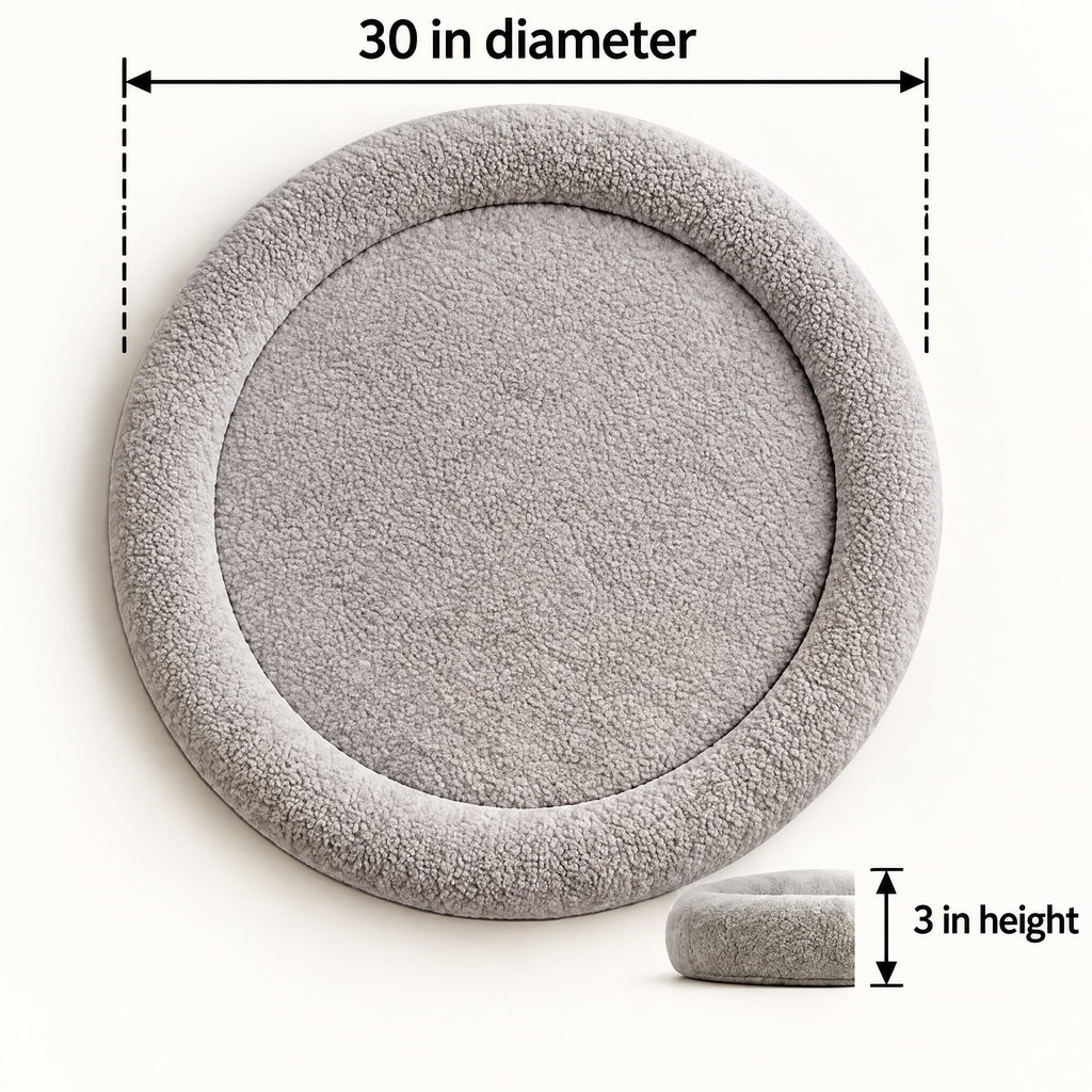Elwooda™ Light Gray Round Plush Pet Mat
