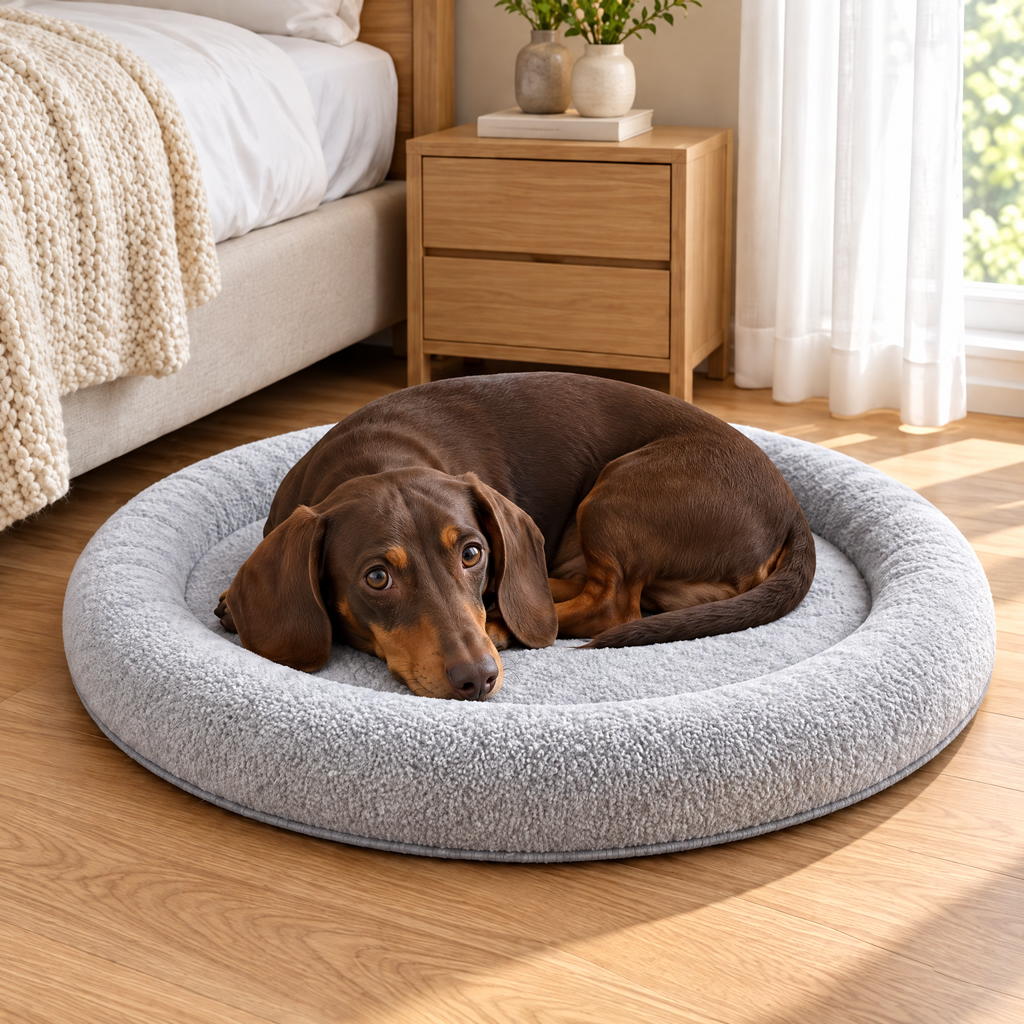 Elwooda™ Light Gray Round Plush Pet Mat
