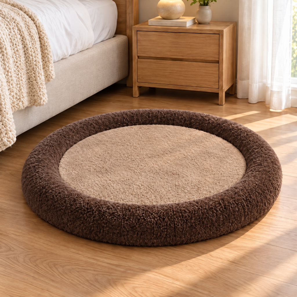 Elwooda™ Mocha & Sand Round Plush Pet Mat