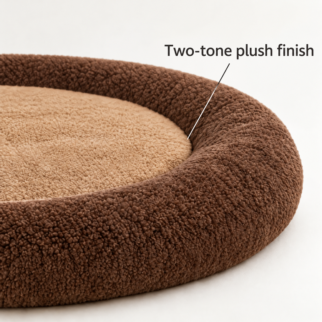 Elwooda™ Mocha & Sand Round Plush Pet Mat