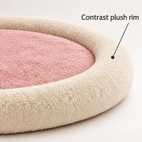 Elwooda™ Blush & Cream Round Plush Pet Mat