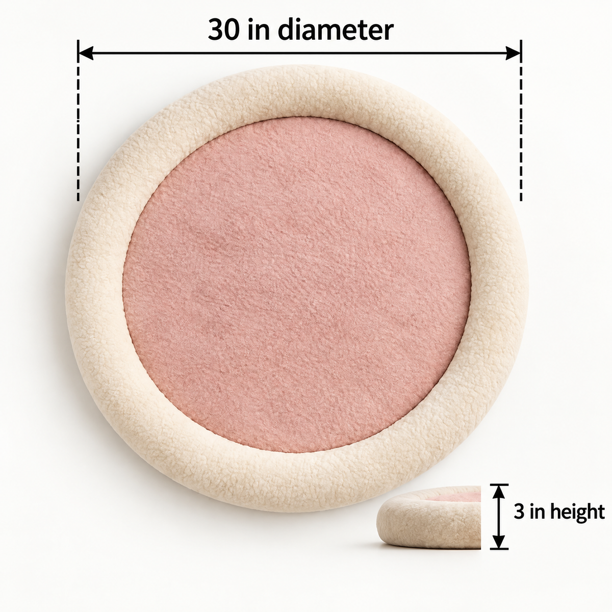 Elwooda™ Blush & Cream Round Plush Pet Mat