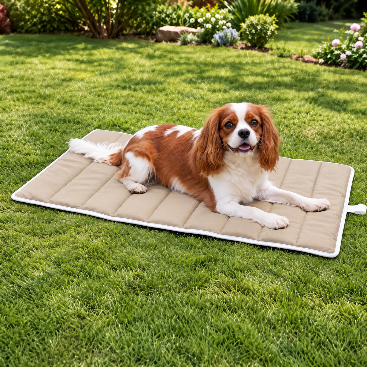 Elwooda™ Sand & White Foldable Travel Pet Mat
